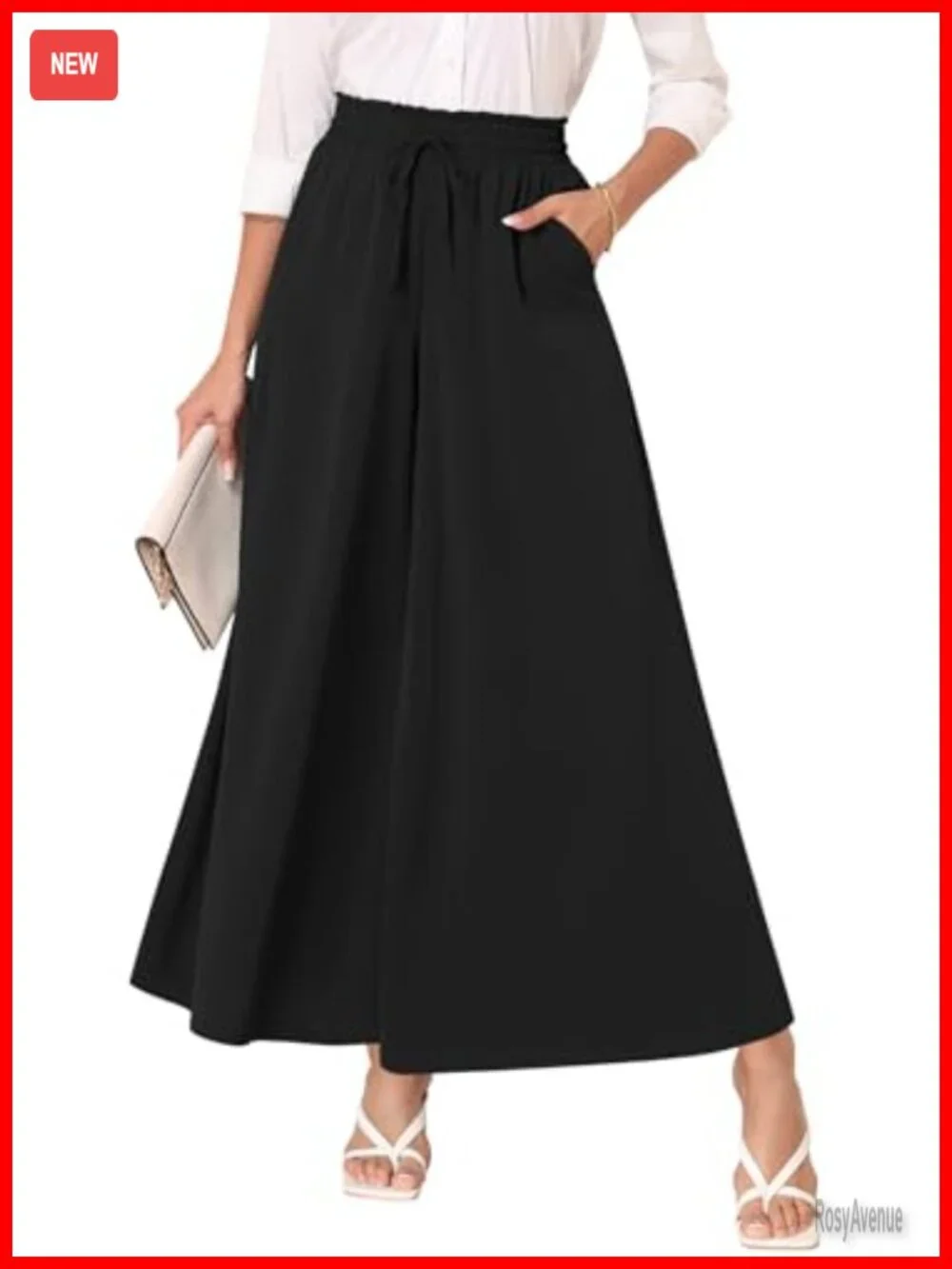 Chiffon Wide Leg Palazzo Pants Dressy High Waist Flowy Trousers with Pockets